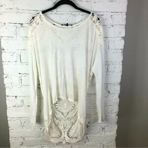 Boho Lace Back Cream High Low Top